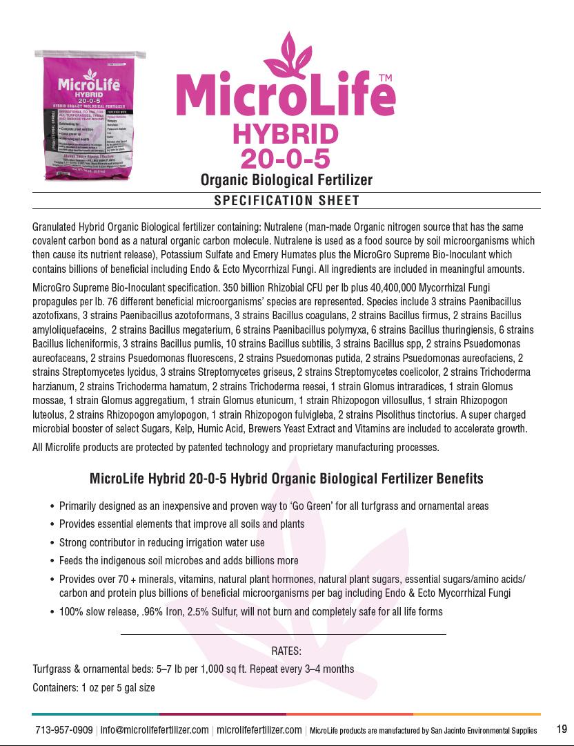 MicroLife Hybrid 20-0-5 | 20 LB Bag