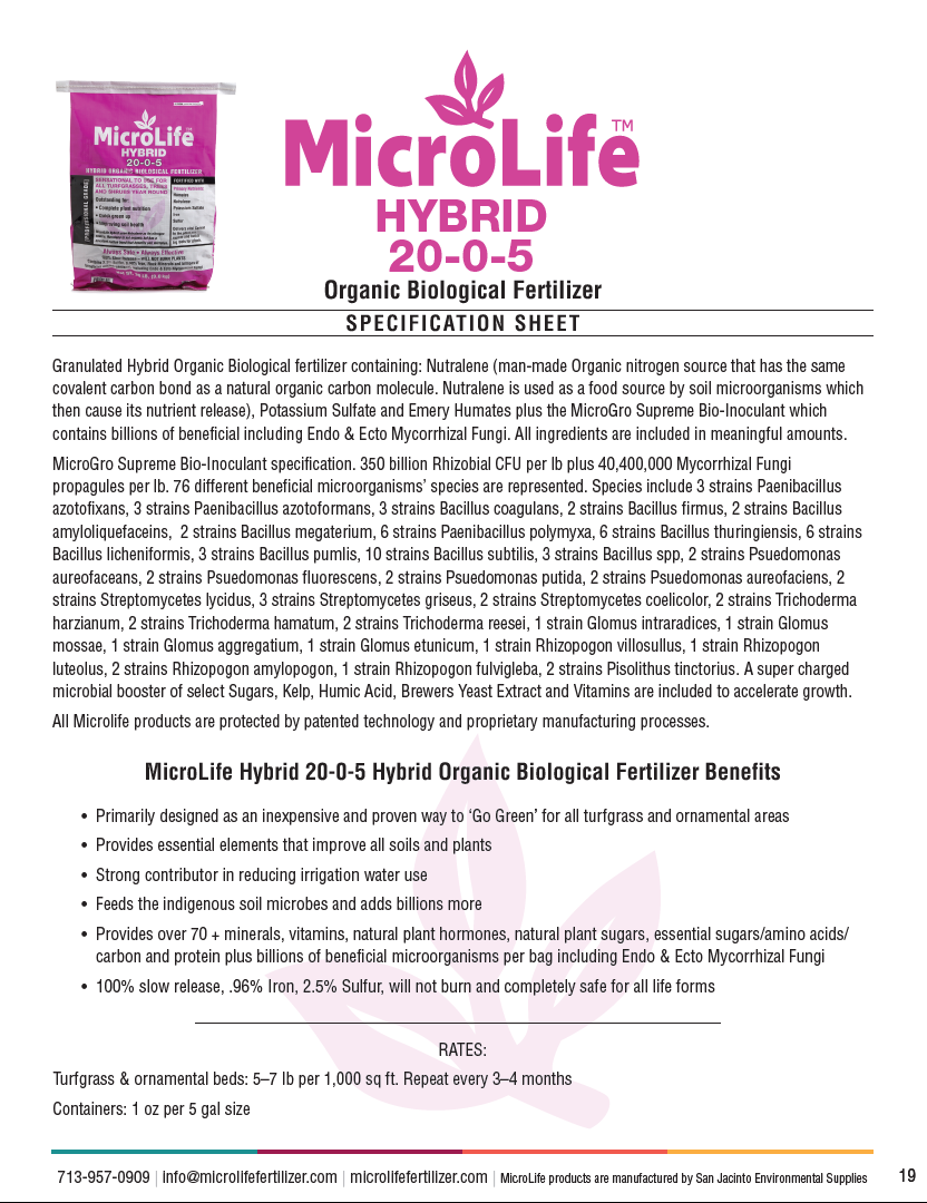 MicroLife Hybrid 20-0-5 | 50 LB Bag