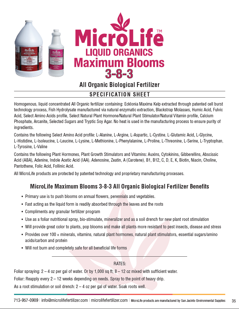 MicroLife Maximum Blooms 3-8-3 | 1 Gallon