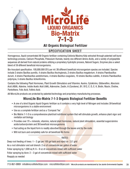 MicroLife Bio-Matrix 7-1-3 | 1 Gallon