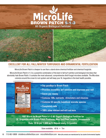 MicroLife Brown Patch 5-1-3 | 40 Lb Bag