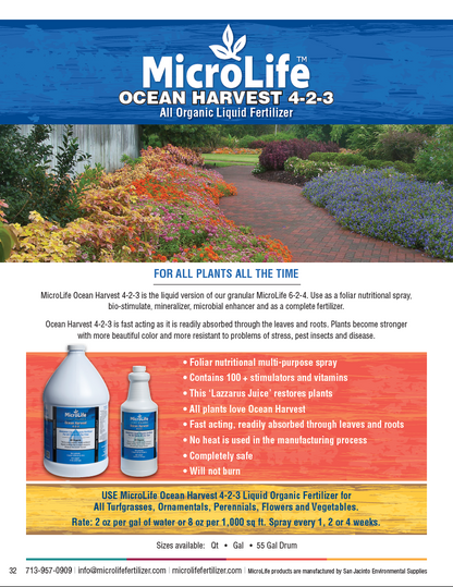 organic liquid fertilizer for flowers MicroLife Liquid Fertilizer Ocean Harvest 4-2-3