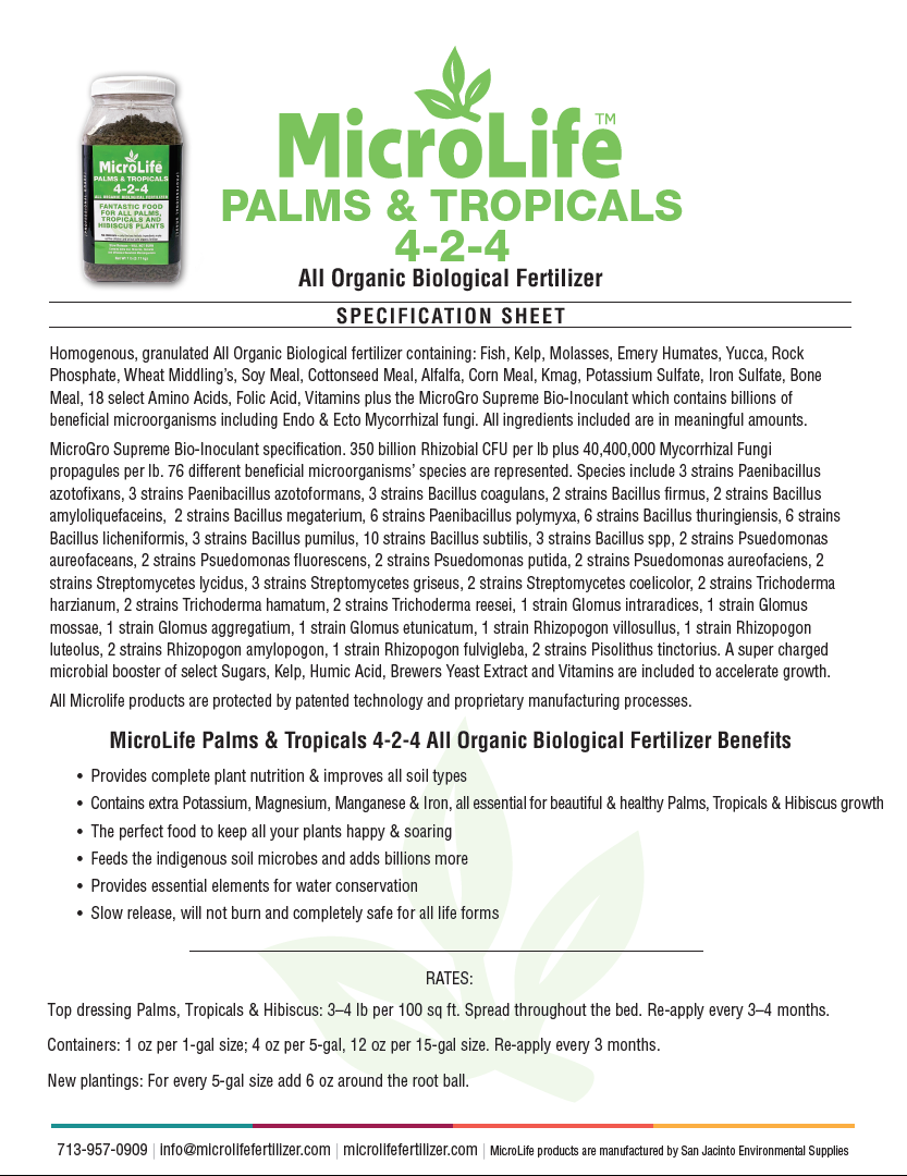 MicroLIfe Palms & Tropicals 4-2-4 | 7 LB Jug